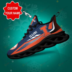 Illinois Fighting Illini Logo Stripe Line Pattern Custom Name 3D Max Soul Sneaker Shoes