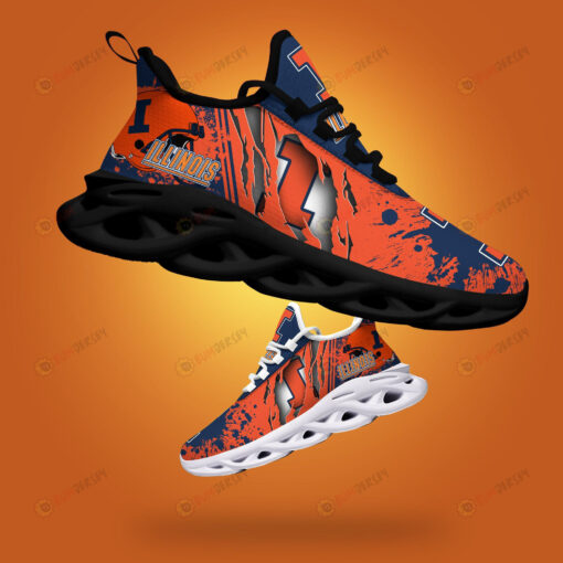 Illinois Fighting Illini Logo Torn And Splatter Pattern 3D Max Soul Sneaker Shoes