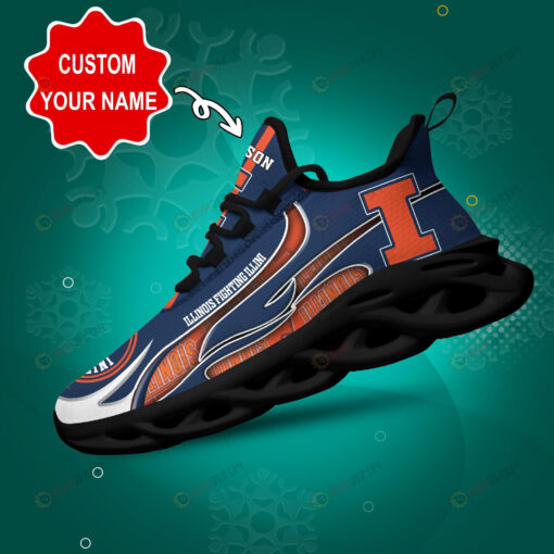 Illinois Fighting Illini Logo Unique Pattern Custom Name 3D Max Soul Sneaker Shoes