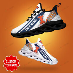 Illinois Fighting Illini Shadow Logo Polka Dot Pattern Custom Name 3D Max Soul Sneaker Shoes