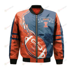 Illinois State Redbirds Bomber Jacket 3D Printed Flame Ball Pattern