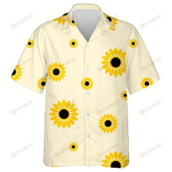 Illustrated Yellow Sunflower Blooming On Pastel Background Hawaiian Shirt