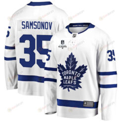Ilya Samsonov 35 Toronto Maple Leafs Stanley Cup 2023 Playoffs Patch Away Breakaway Men Jersey - White