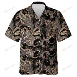 Impressive Traditional Paisley Flower On Black Design Hawaiian Shirt