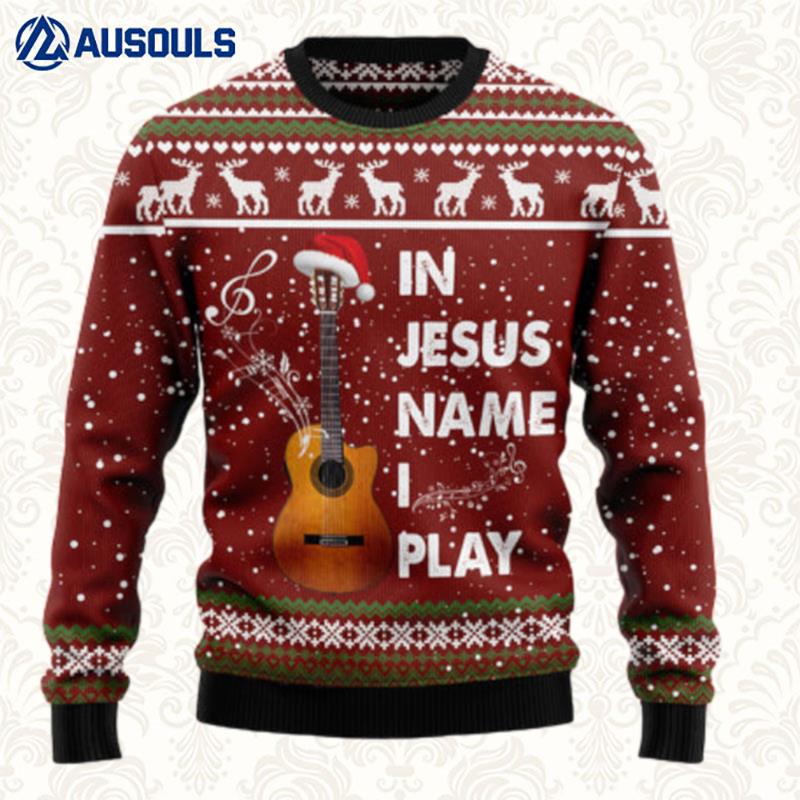 In Jesus Name I Play Guitar Ugly Sweaters For Men Women Unisex