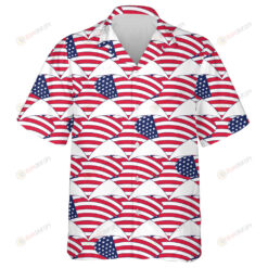 Independence Day Of America Flag On Heart Shapes Pattern Hawaiian Shirt
