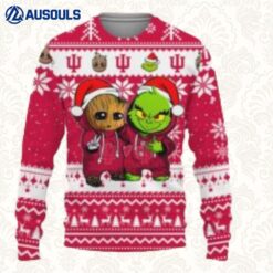 Indiana Hoosiers Baby Groot And Grinch Ugly Sweaters For Men Women Unisex