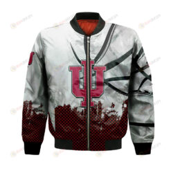 Indiana Hoosiers Bomber Jacket 3D Printed Basketball Net Grunge Pattern