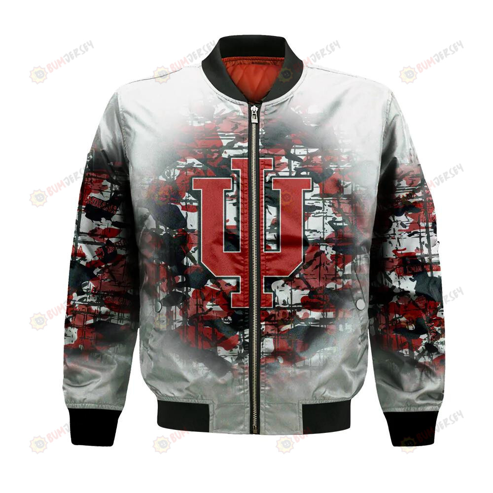 Indiana Hoosiers Bomber Jacket 3D Printed Camouflage Vintage