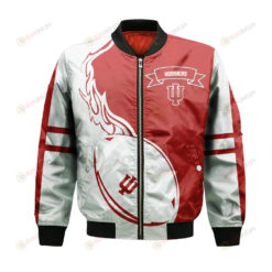 Indiana Hoosiers Bomber Jacket 3D Printed Flame Ball Pattern
