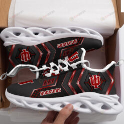 Indiana Hoosiers Logo Pattern Custom Name 3D Max Soul Sneaker Shoes In Black