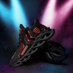 Indiana Hoosiers Logo Red Stripe Pattern 3D Max Soul Sneaker Shoes In Black