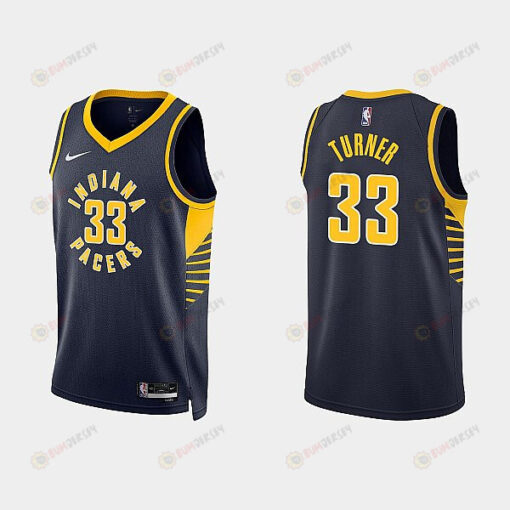 Indiana Pacers 33 Myles Turner 2022-23 Icon Edition Black Men Jersey