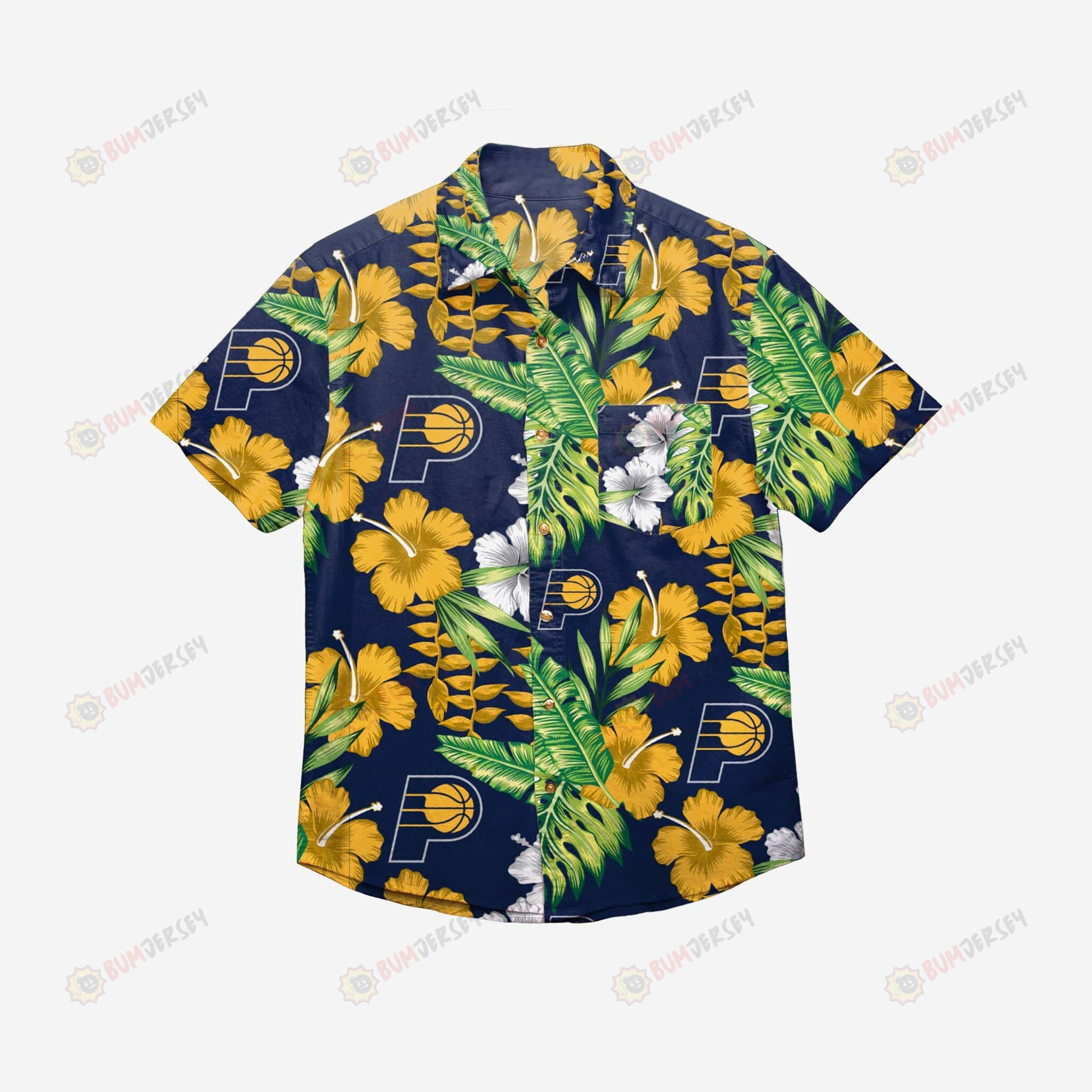 Indiana Pacers Floral Button Up Hawaiian Shirt