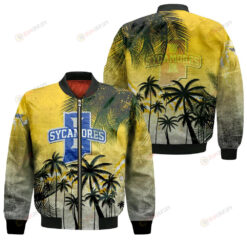 Indiana State Sycamores Bomber Jacket 3D Printed Coconut Tree Tropical Grunge