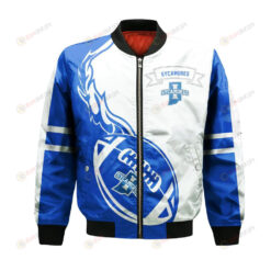 Indiana State Sycamores Bomber Jacket 3D Printed Flame Ball Pattern