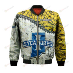Indiana State Sycamores Bomber Jacket 3D Printed Grunge Polynesian Tattoo