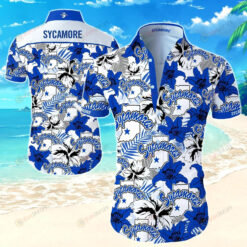 Indiana State Sycamores Lily Curved Hawaiian Shirt In Blue White