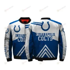 Indianapolis Colts 3D Fullprint Pattern Bomber Jacket - Blue And White