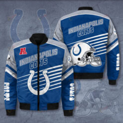 Indianapolis Colts 3D Logo Pattern Bomber Jacket - Blue