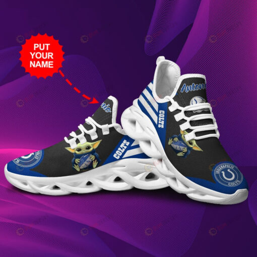 Indianapolis Colts Baby Yoda Logo Pattern Custom Name 3D Max Soul Sneaker Shoes