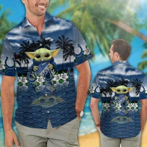 Indianapolis Colts Baby Yoda Summer ??3D Printed Hawaiian Shirt Set