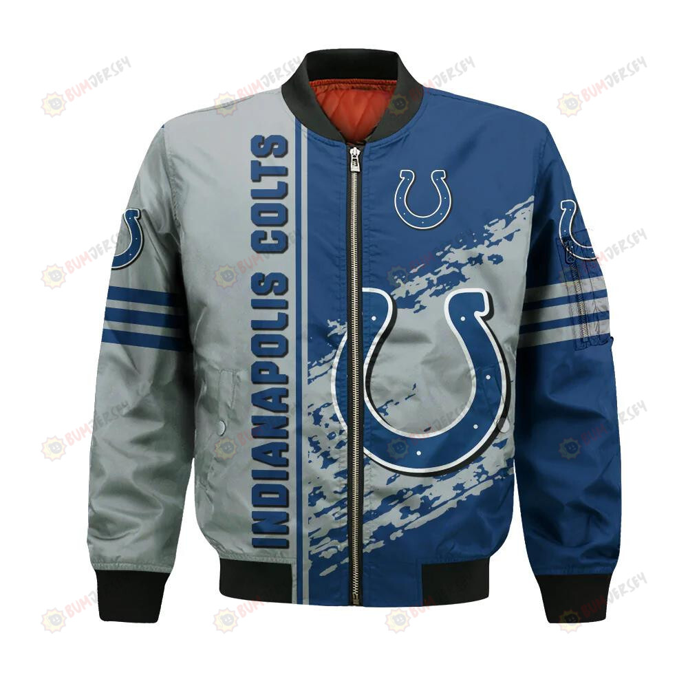 Indianapolis Colts Bomber Jacket 3D Printed Logo Pattern In Team Colours