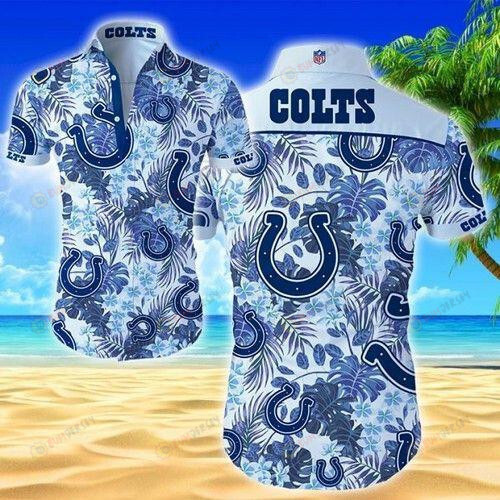 Indianapolis Colts Curved Hawaiian Shirt In Cloud Blue