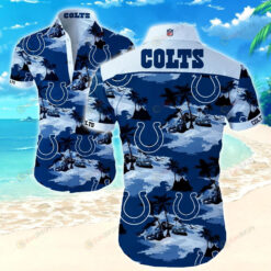 Indianapolis Colts Curved Hawaiian Shirt In Navy Blue