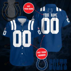 Indianapolis Colts Custom Name And Number Curved Hawaiian Shirt
