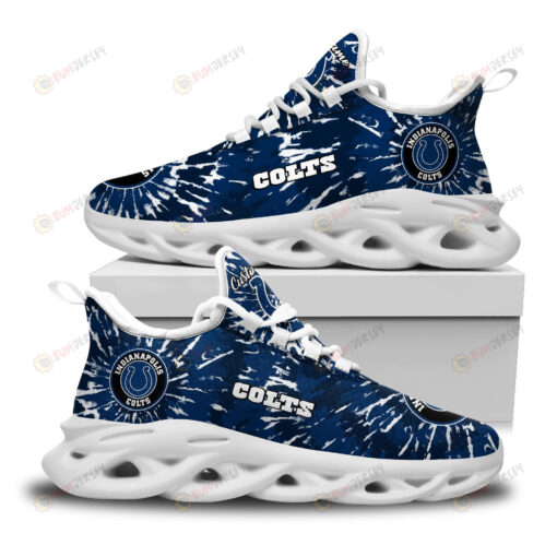 Indianapolis Colts Custom Name Logo Pattern 3D Max Soul Sneaker Shoes In Blue And White