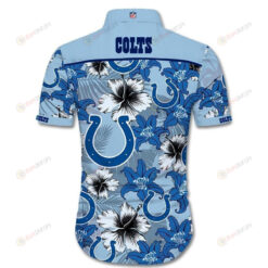 Indianapolis Colts Floral & Leaf Pattern Curved Hawaiian Shirt In Blue