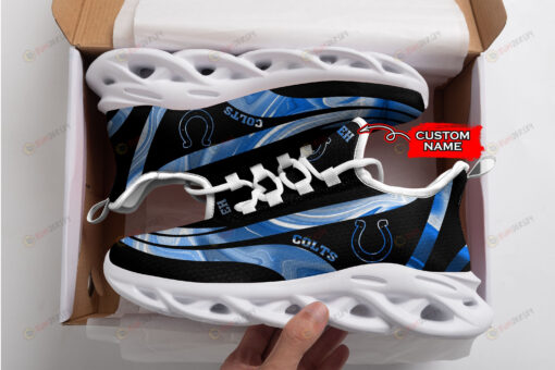 Indianapolis Colts Logo Color Stripe Pattern Custom Name 3D Max Soul Sneaker Shoes