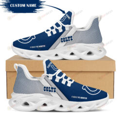 Indianapolis Colts Logo Custom Name In Blue And Gray 3D Max Soul Sneaker Shoes