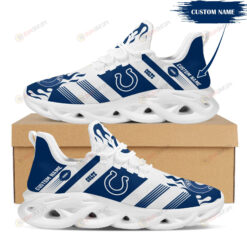 Indianapolis Colts Logo Custom Name Pattern 3D Max Soul Sneaker Shoes In Blue And White