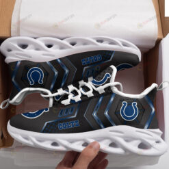 Indianapolis Colts Logo Pattern Custom Name 3D Max Soul Sneaker Shoes In Black