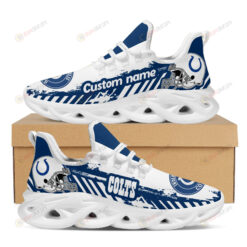 Indianapolis Colts Logo Pattern Custom Name 3D Max Soul Sneaker Shoes In Blue And White