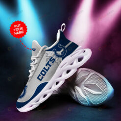 Indianapolis Colts Logo Pattern Custom Name 3D Max Soul Sneaker Shoes In Blue Gray