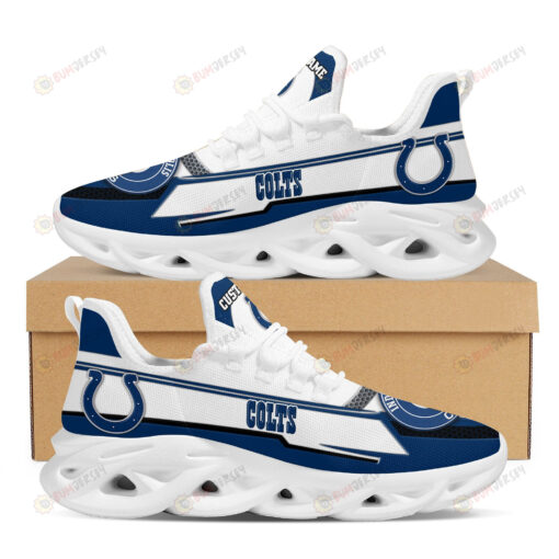 Indianapolis Colts Logo Pattern Custom Name 3D Max Soul Sneaker Shoes In Blue White