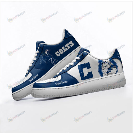 Indianapolis Colts Logo Pattern Custom Name Air Force 1 Printed In Blue White