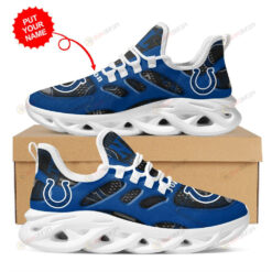 Indianapolis Colts Logo Pattern In Blue Custom Name 3D Max Soul Sneaker Shoes