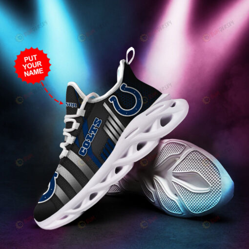 Indianapolis Colts Logo Stripe Pattern Custom Name 3D Max Soul Sneaker Shoes