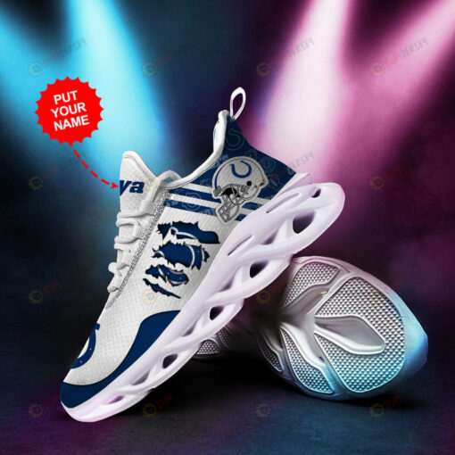 Indianapolis Colts Logo Torn Pattern Custom Name 3D Max Soul Sneaker Shoes