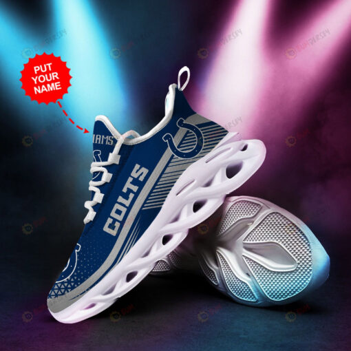 Indianapolis Colts Logo Triangle Pattern Custom Name 3D Max Soul Sneaker Shoes In Blue