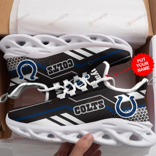 Indianapolis Colts Logo With Stripe Pattern Custom Name 3D Max Soul Sneaker Shoes