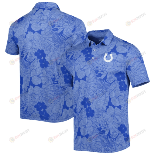 Indianapolis Colts Men Polo Shirt Floral Flowers Pattern Printed - Black