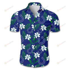 Indianapolis Colts Tropical Flower Blue Curved Hawaiian Shirt Unisex
