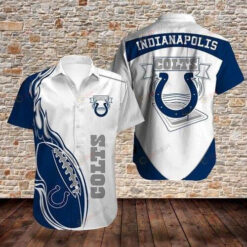 Indianapolis Colts White Blue Curved Hawaiian Shirt