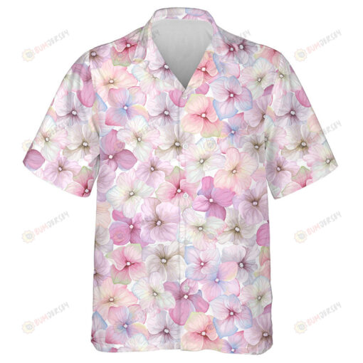 Inflorescence Hydrangea Randomly Arranged Watercolor Flower Pattern Hawaiian Shirt