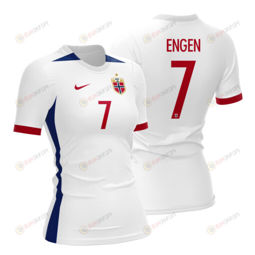 Ingrid Syrstad Engen 7 Norway 2023 Women Away Jersey - White - All Over Printed Jersey